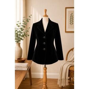 Deep Navy Velvet Tailored Blazer Dark Academia Whimsygoth Castlecore